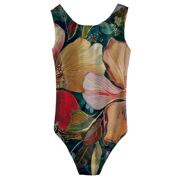  Floral Design 03 Kids  Cut-Out Back One Piece Swimsuit