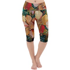  Floral Design 03 Lightweight Velour Cropped Yoga Leggings