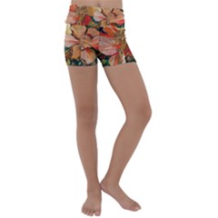  Floral Design 03 Kids  Lightweight Velour Yoga Shorts