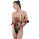  Floral Design 03 Drape Piece Swimsuit View1