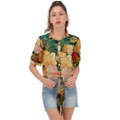  Floral Design 03 Tie Front Shirt 