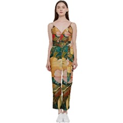  Floral Design 03 V-neck Camisole Jumpsuit by myclothy