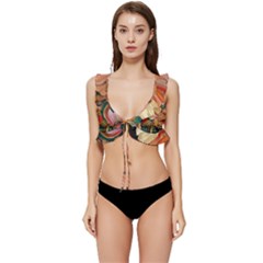  Floral Design 03 Low Cut Ruffle Edge Bikini Top