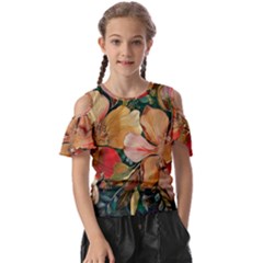  Floral Design 03 Kids  Butterfly Cutout T-shirt