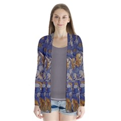  Floral Design Drape Collar Cardigan