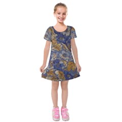  Floral Design Kids  Short Sleeve Velvet Dress