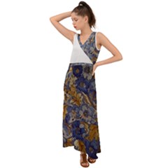 Floral Design 04 V-neck Chiffon Maxi Dress