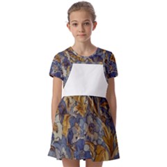 Floral Design 04 Kids  Short Sleeve Pinafore Style Dress