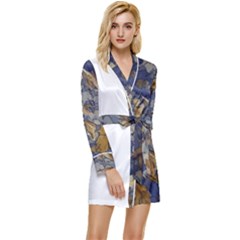 Floral Design 04 Long Sleeve Satin Robe