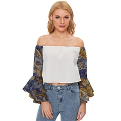 Floral Design 04 Off Shoulder Flutter Bell Sleeve Top