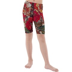 Floral Design 05 Kids  Mid Length Swim Shorts