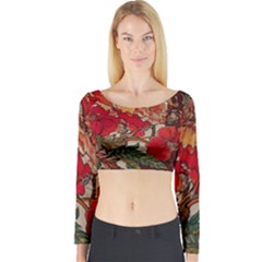 Floral Design 05 Long Sleeve Crop Top