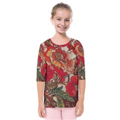 Floral Design 05 Kids  Quarter Sleeve Raglan T-shirt