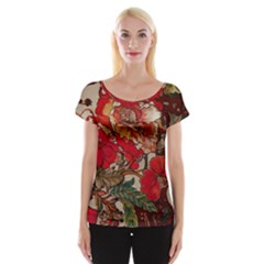 Floral Design 05 Cap Sleeve Top