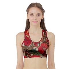 Floral Design 05 Sports Bra With Border