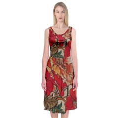 Floral Design 05 Midi Sleeveless Dress by myclothy