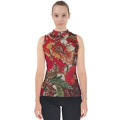 Floral Design 05 Mock Neck Shell Top