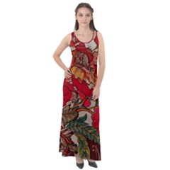 Floral Design 05 Sleeveless Velour Maxi Dress