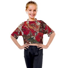 Floral Design 05 Kids Mock Neck T-shirt