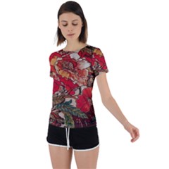 Floral Design 05 Back Circle Cutout Sports T-shirt by myclothy