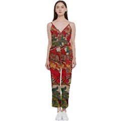 Floral Design 05 V-neck Camisole Jumpsuit by myclothy