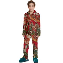 Floral Design 05 Kids  Long Sleeve Velvet Pajamas Set