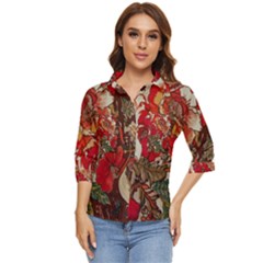 Floral Design 05 Women s Quarter Sleeve Pocket Shirt