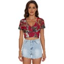 Floral Design 05 V-Neck Crop Top View1