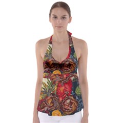 Floral Design 06 Tie Back Tankini Top