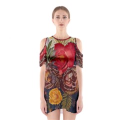 Floral Design 06 Shoulder Cutout One Piece Dress