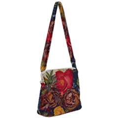 Floral Design 06 Zipper Messenger Bag