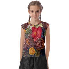 Floral Design 06 Kids  Raglan Cap Sleeve T-shirt