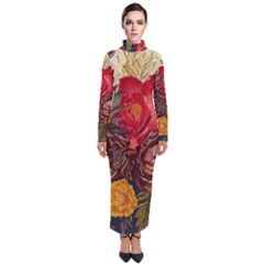 Floral Design 06 Turtleneck Maxi Dress