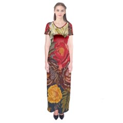 Floral Design 06 Short Sleeve Maxi Dress