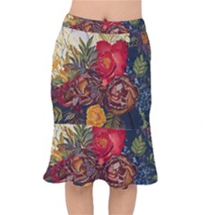 Floral Design 06 Short Mermaid Skirt