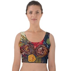 Floral Design 06 Velvet Crop Top