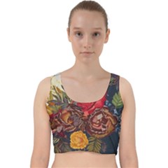 Floral Design 06 Velvet Racer Back Crop Top