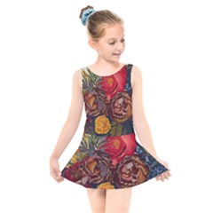 Floral Design 06 Kids  Skater Dress Swimsuit by myclothy