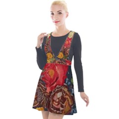 Floral Design 06 Plunge Pinafore Velour Dress