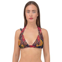 Floral Design 06 Double Strap Halter Bikini Top by myclothy