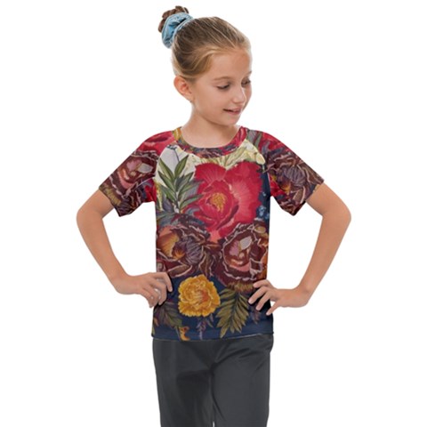 Floral Design 06 Kids  Mesh Piece T-shirt by myclothy