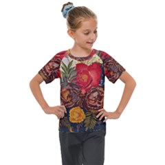 Floral Design 06 Kids  Mesh Piece T-shirt