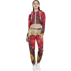 Floral Design 06 Cropped Zip Up Lounge Set