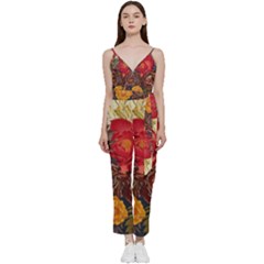 Floral Design 06 V-neck Camisole Jumpsuit by myclothy