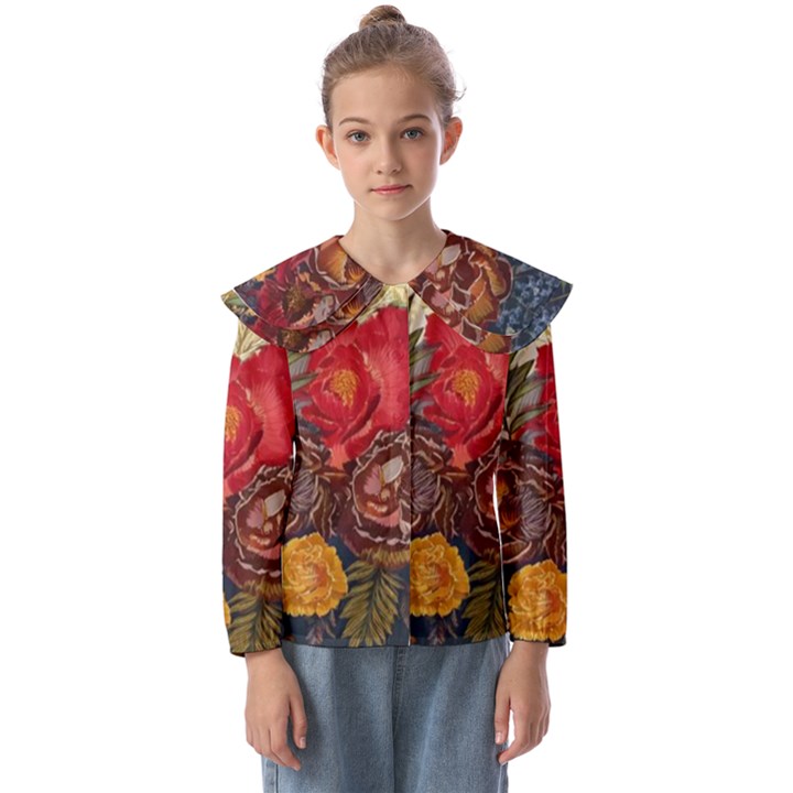 Floral Design 06 Kids  Peter Pan Collar Blouse