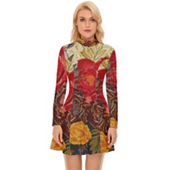 Floral Design 06 Long Sleeve Velour Longline Dress