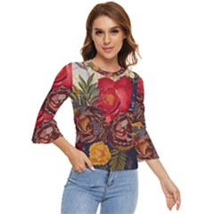 Floral Design 06 Bell Sleeve Top