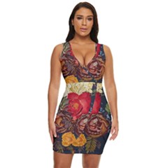 Floral Design 06 Draped Bodycon Dress