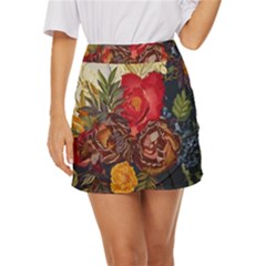 Floral Design 06 Mini Front Wrap Skirt