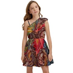 Floral Design 06 Kids  One Shoulder Party Dress